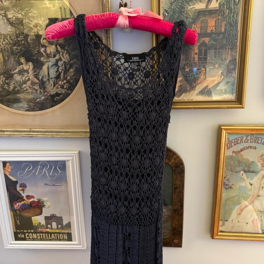 Black Crochet Sleeveless Dress
